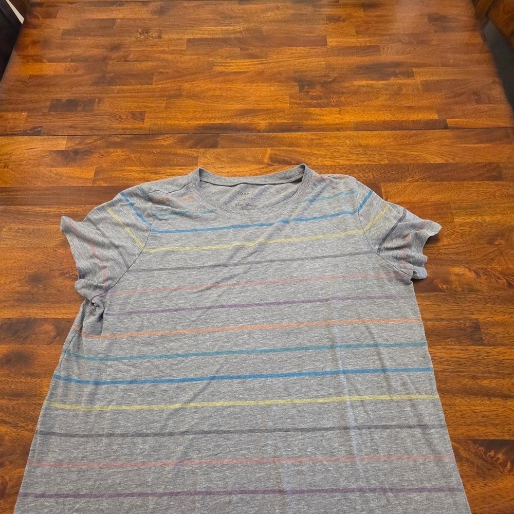 Torrid grey‎ strip shirt short sleeve size 1 stretchy sku23